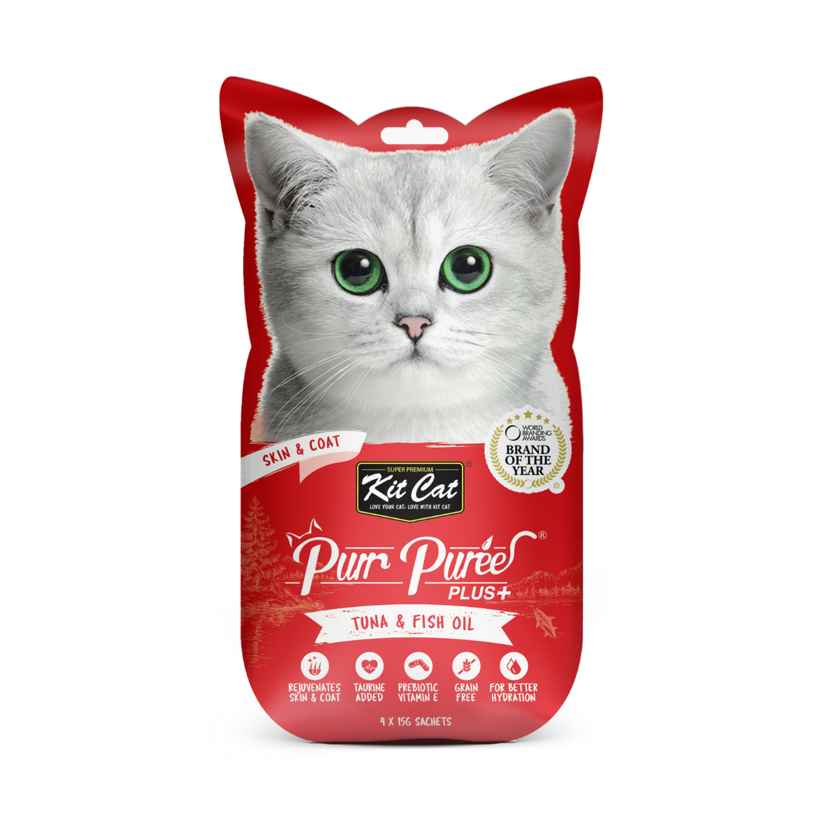 Kit Cat Purr Puree Plus+ Tuna & Fish Oil (Skin & Coat)