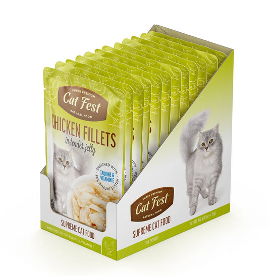 Cat Fest Chicken Fillets in Tender Jelly for Cats- Box(12x70g)