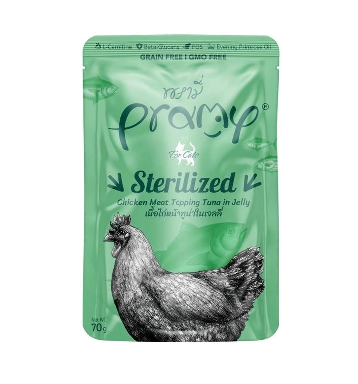 Pramy Sterilized Chicken Topping Tuna In Jelly Recipe Box (12x70g)