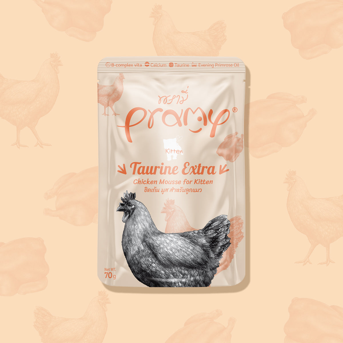 Pramy Extra Taurine Chicken Mousse For Kitten Box (12x70g)