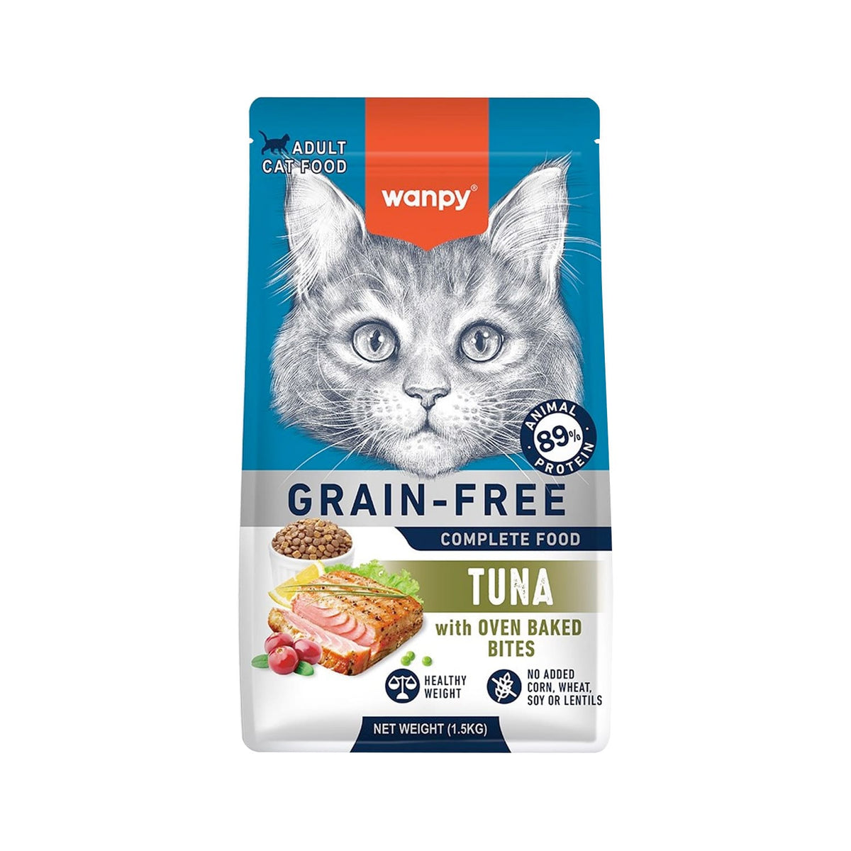 Wanpy Grain Free Complete Food for Adult Cat – Tuna Recipe 1.5kg