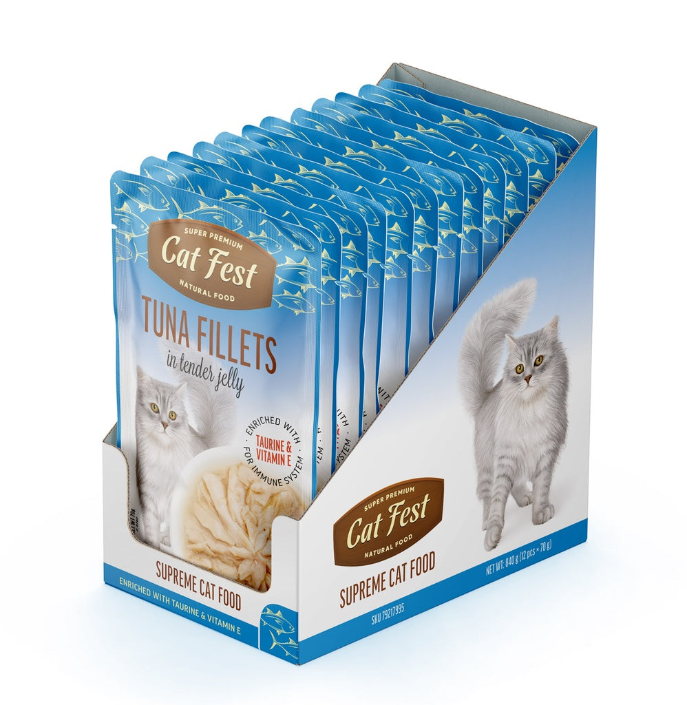 Cat Fest Tuna Fillets in Tender Jelly For Cats- Box(12x70g)