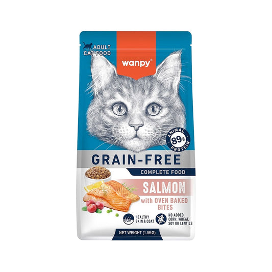 Wanpy Grain Free Complete Food for Adult Cat – Salmon Recipe 1.5kg