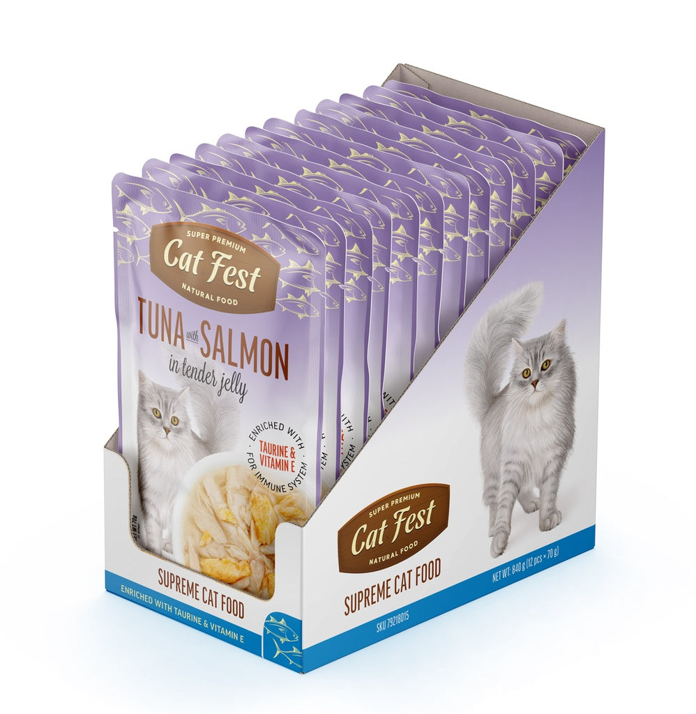Cat Fest Tuna With Salmon in Tender Jelly For Cats- Box(12x70g)