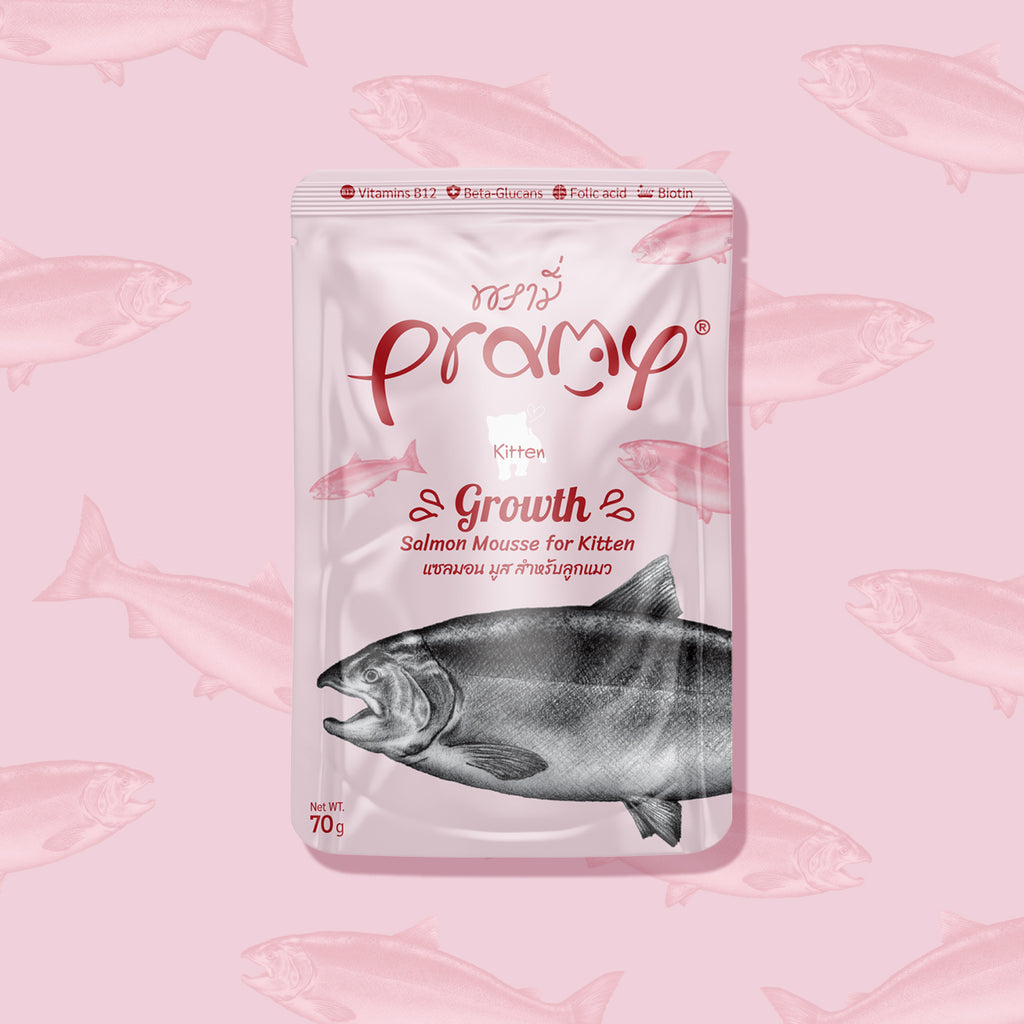 Pramy Growth Salmon Mousse For Kitten Box (12x70g)