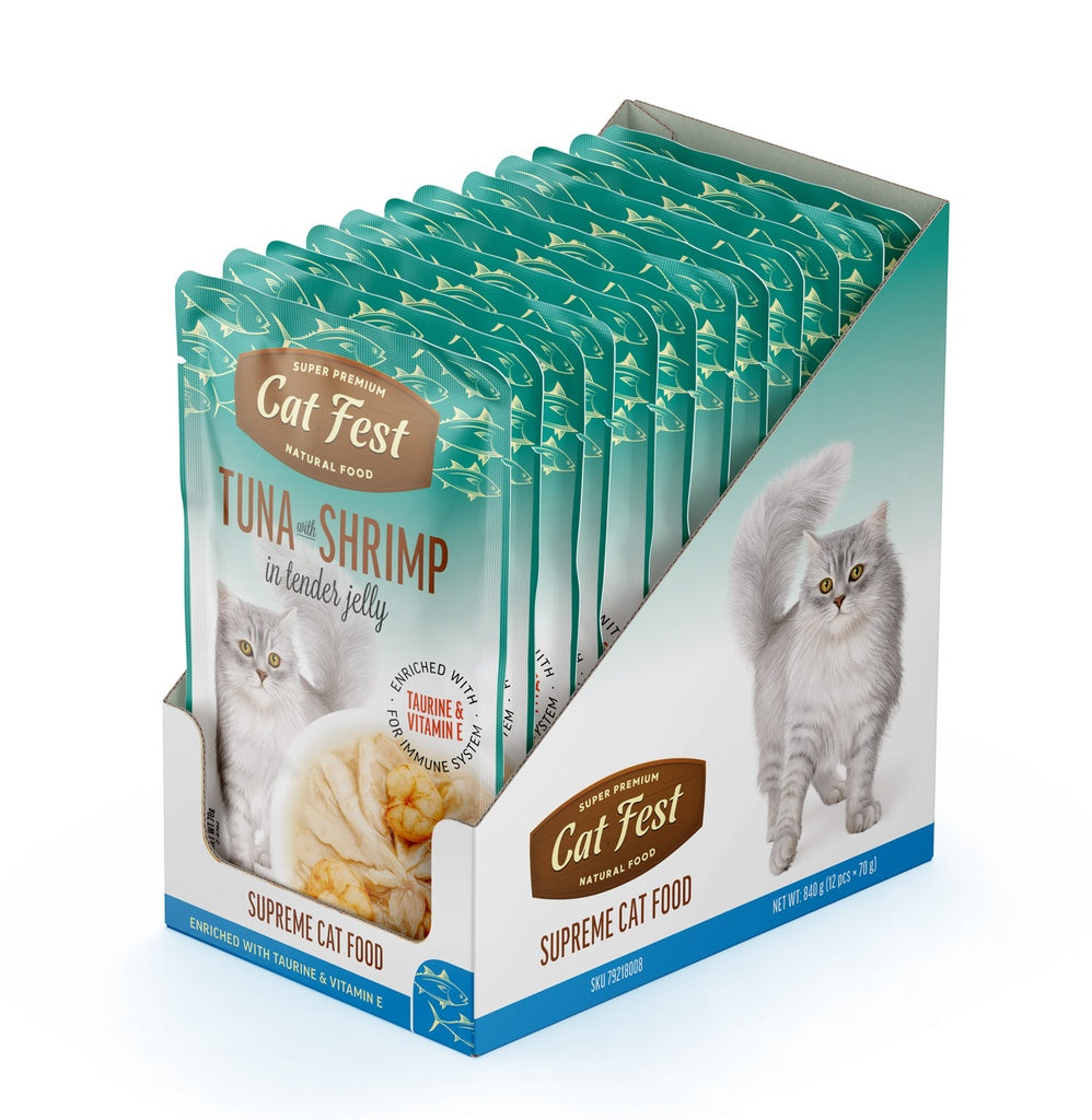 Cat Fest Tuna With Shrimp in Tender Jelly For Cats- Box(12x70g)