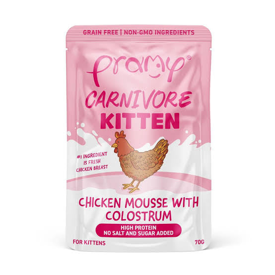 Pramy Carnivore Chicken Mousse with Colostrum For Kitten Box (12x70g)