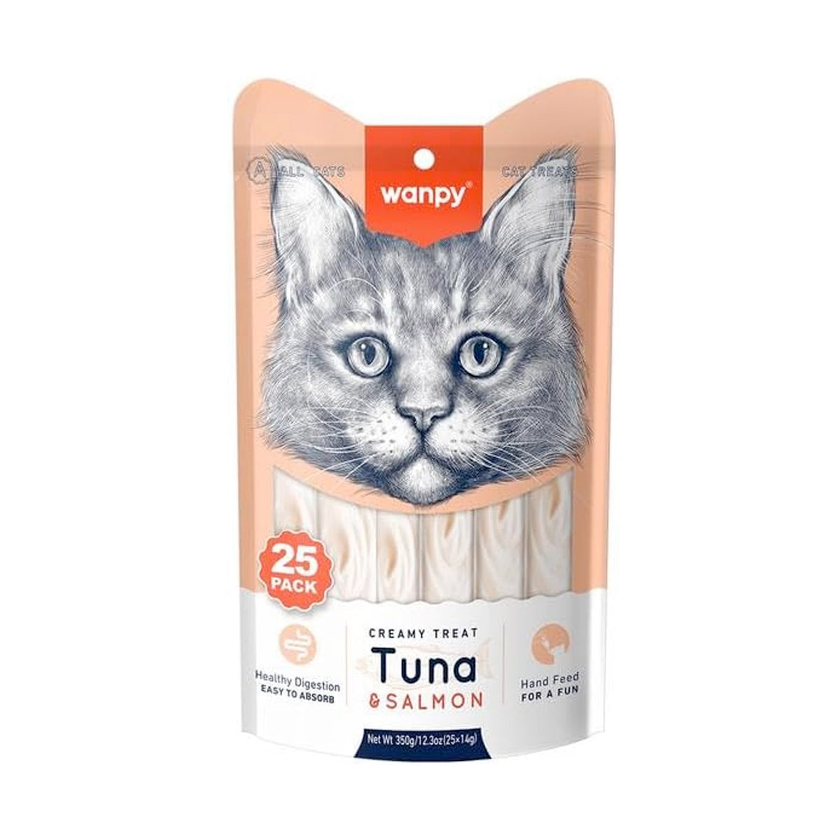 Wanpy Tuna & Salmon Creamy Lickable Cat Treats (14g x 25pc)