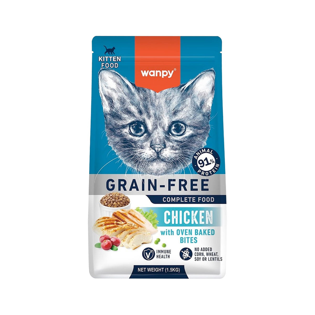 Wanpy Grain Free Complete Food for Kitten – Chicken Recipe 1.5kg