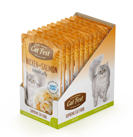 Cat Fest Chicken With Salmon in Tender Jelly For Cats- Box(12x70g)