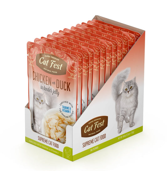 Cat Fest Chicken With Duck in Tender Jelly For Cats- Box(12x70g)