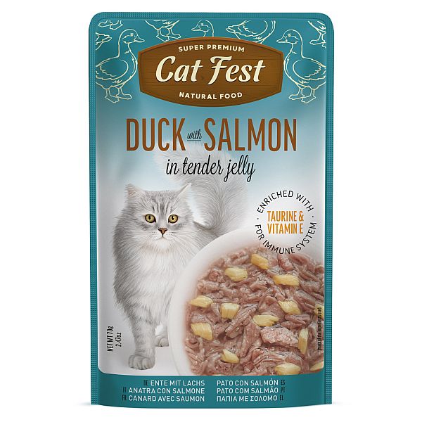 Cat Fest Duck With Salmon in Tender Jelly For Cats 70g