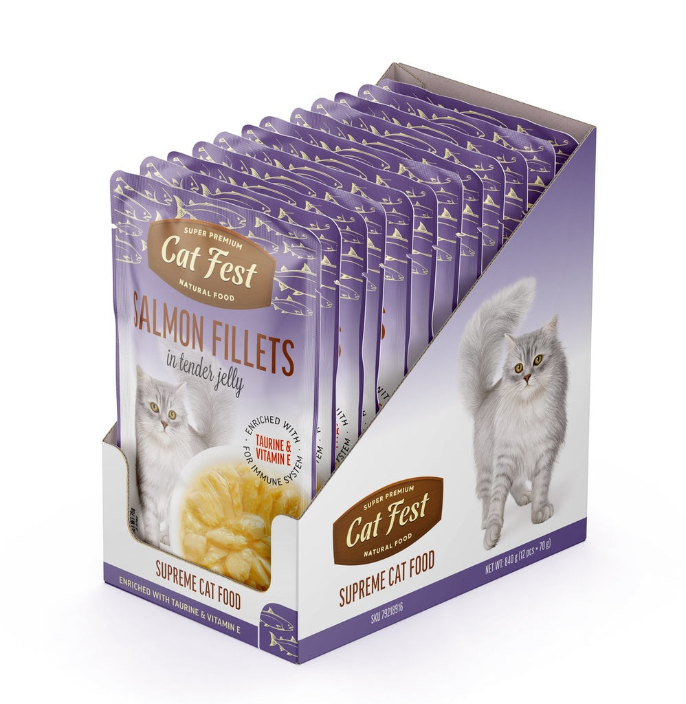 Cat Fest Salmon Fillets in Tender Jelly For Cats- Box(12x70g)